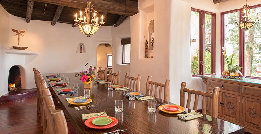 Breakfast Table Breakfast settings for up to 12 at our Santa Fe Inn
