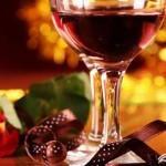 Glass of wine and flowers