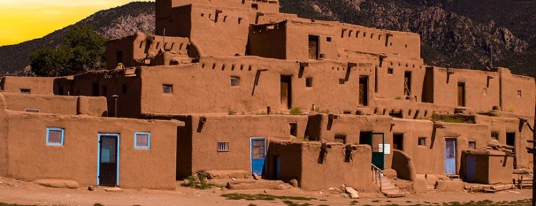 Taos Pueblo at Sunset in New Mexico