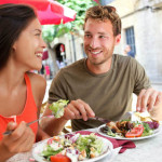 Couple dining at restaurant