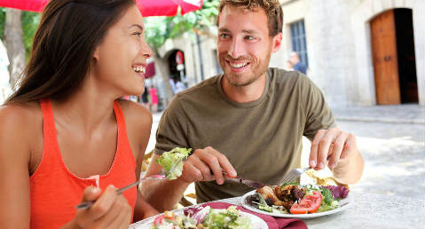 Couple dining at restaurant
