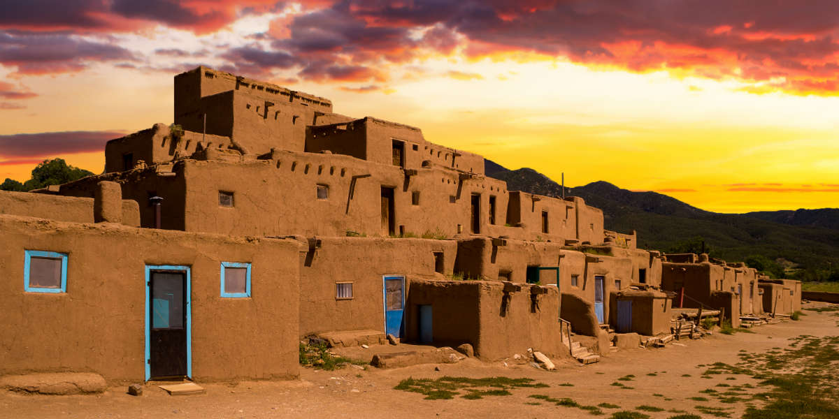 Taos Pueblo at Sunset