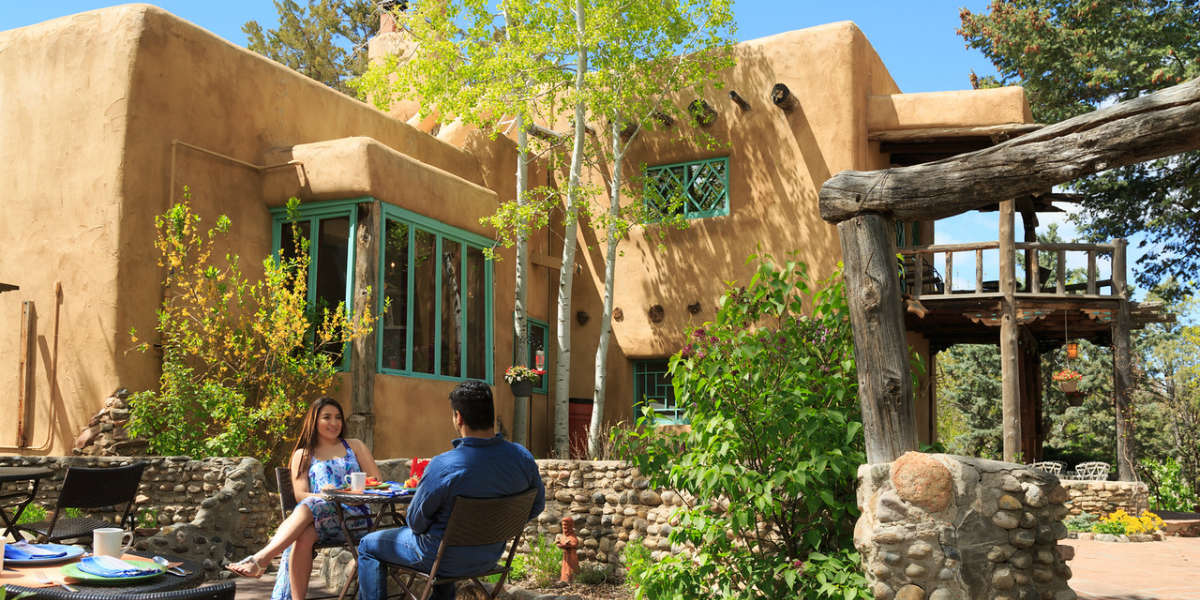 Santa Fe Top Rated Bed and Breakfast - Couple on the Patio