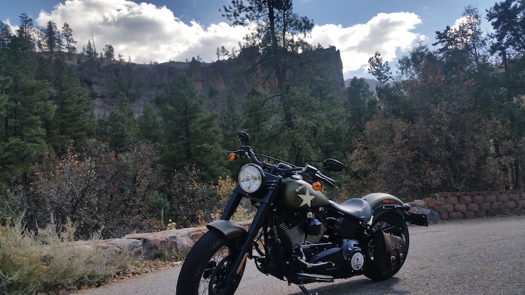 Motorcycle with Jemez Mountain Trail views