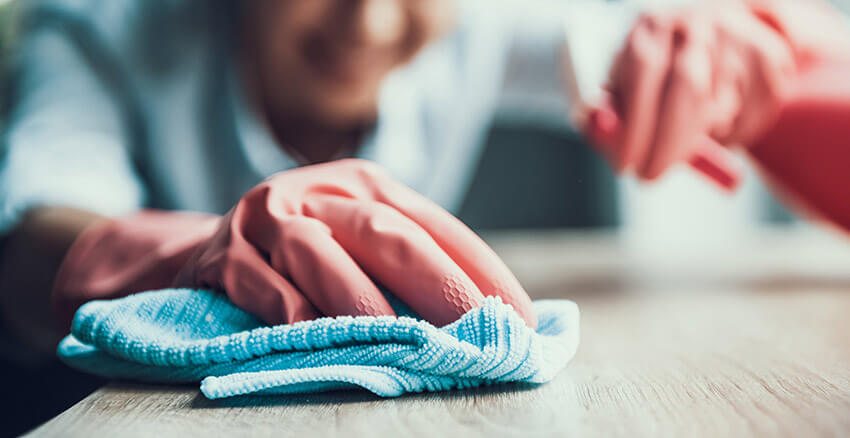 Staff member cleaning at our New Mexico B&B