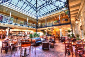 seating area in atrium area at Herve Wine Bar in Santa FE