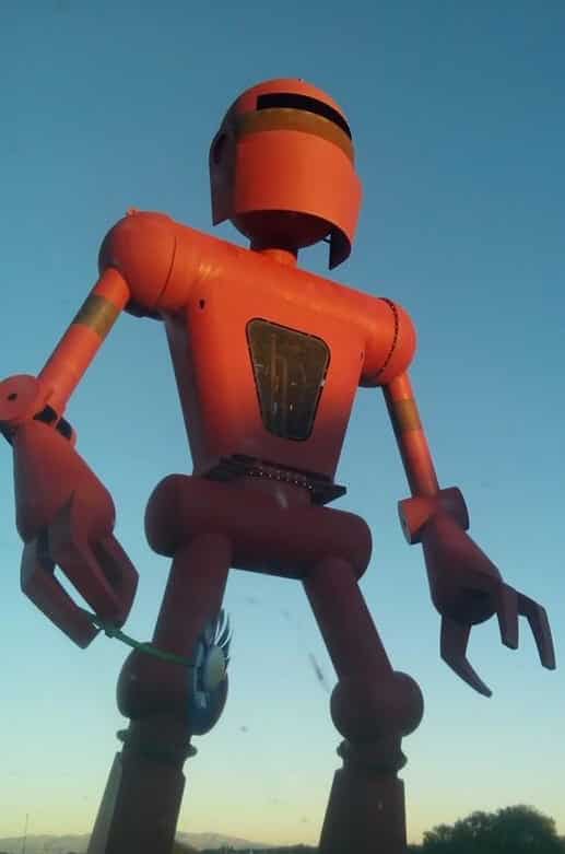 Welcoming robot sculpture at Meow Wolf in Santa Fe|Interactive Art Experience at Meow Wolf in Santa Fe