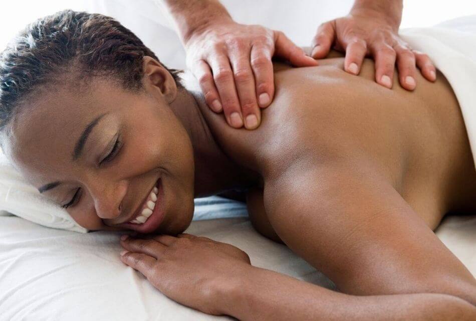 Contented woman getting a massage