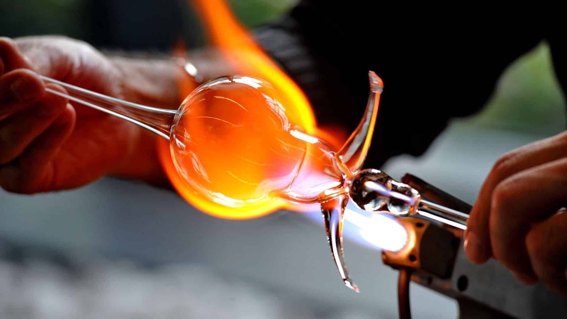 man making glass
