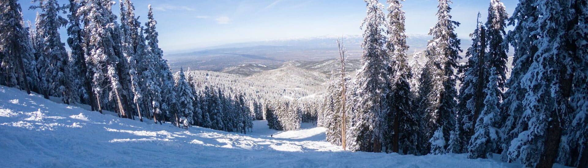 The view down a ski hill